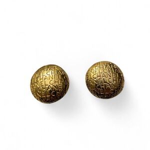 CHANEL Embossed Gold Stud Earrings